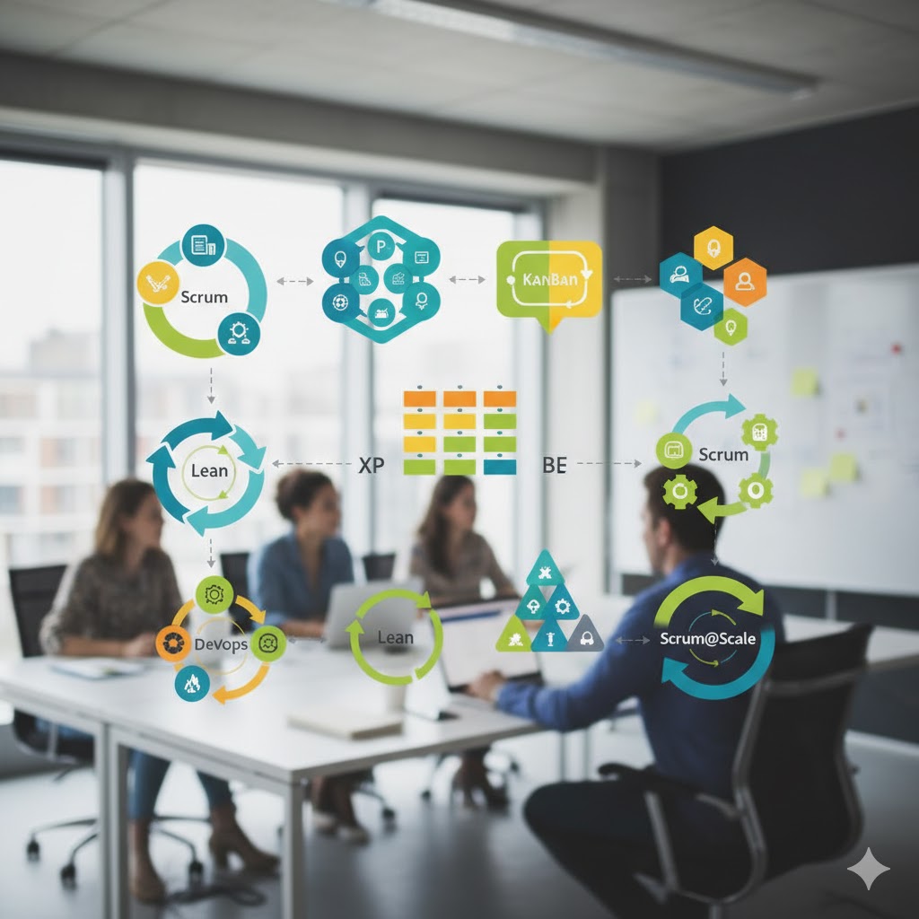 Different Agile Methods: Scrum, XP, Kanban, Lean, DevOps, SAFe, Scrum@Scale